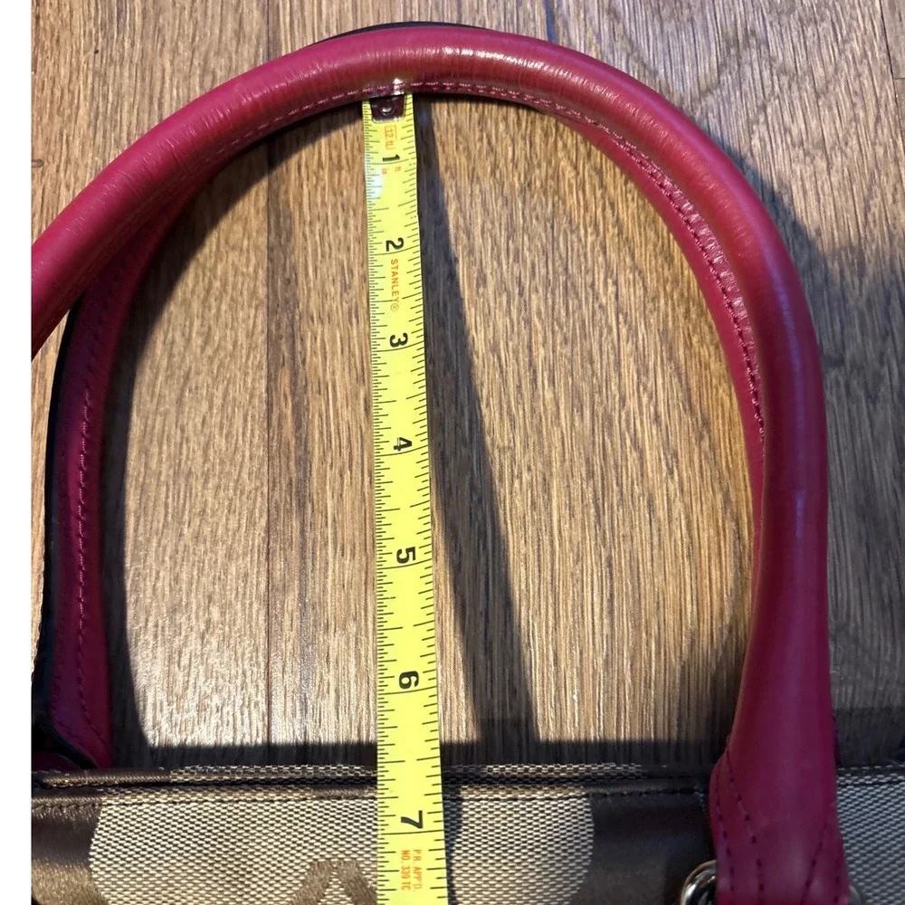 Vintage Coach Signature Canvas Carryall Tote Bag Pink Leather Trim Satchel 21157